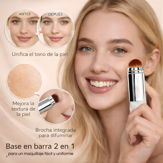 Base de Maquillaje Color-Changing 2-en-1 con Brocha