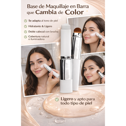 Base de Maquillaje Color-Changing 2-en-1 con Brocha